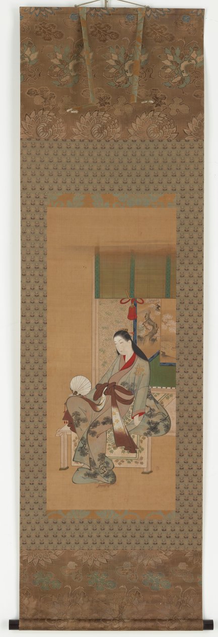 Een meisje zittend op een veranda, Edo-periode, 18e eeuw door Kawamata Tsuneyuki