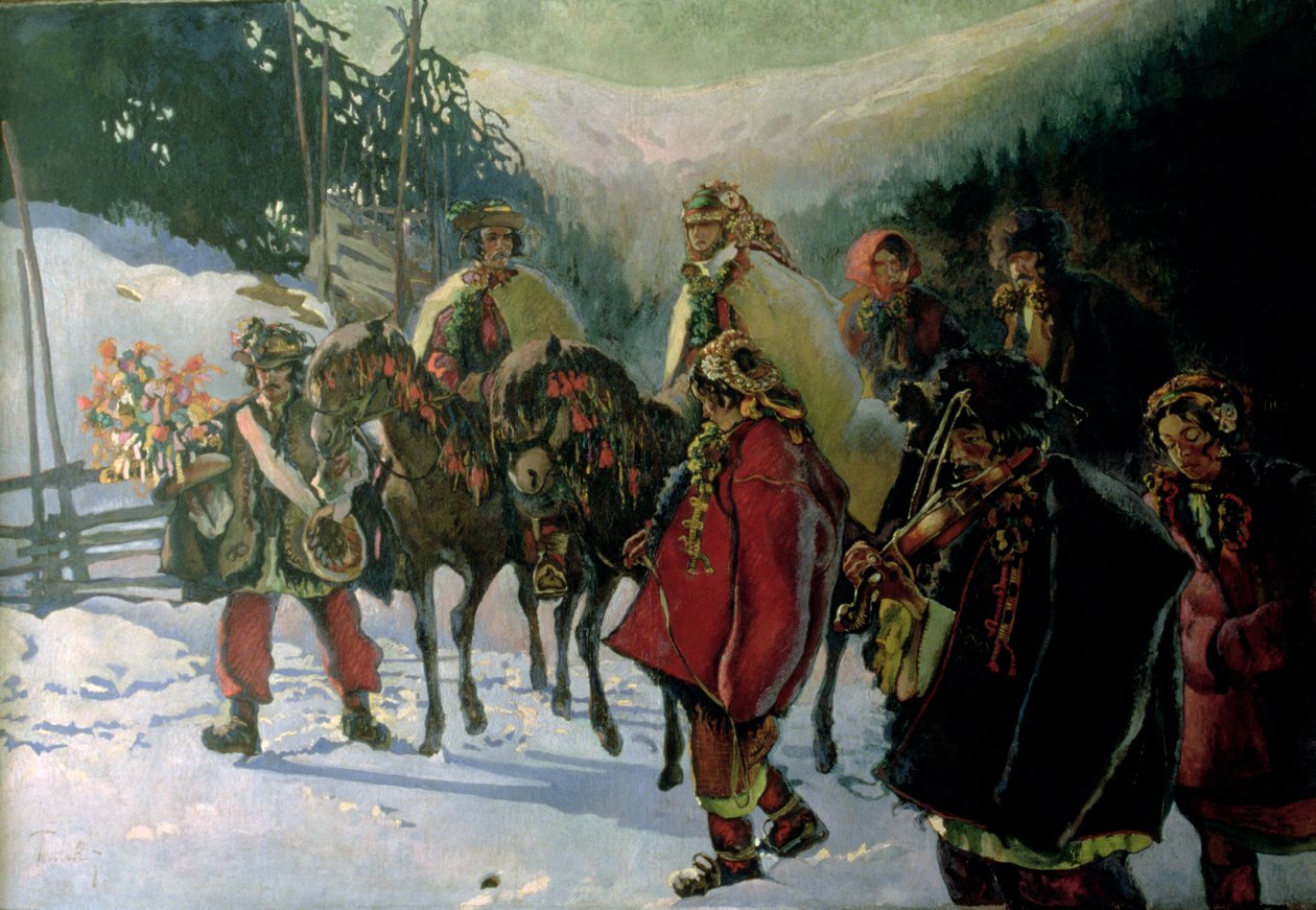 Hucul Bruiloft, 1909 door Kazimierz Sichulski