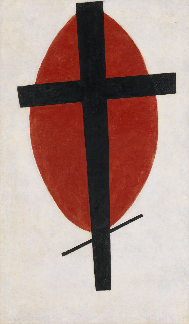 Mystiek Suprematisme (zwart kruis op rode ovaal) door Kazimir Severinovich Malevich