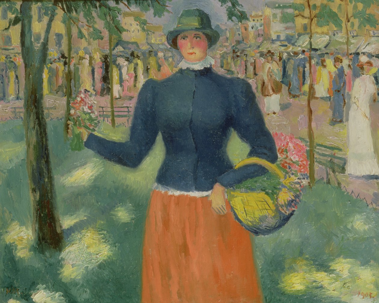 Studie van een bloemenverkoopster, 1903 door Kazimir Severinovich Malevich