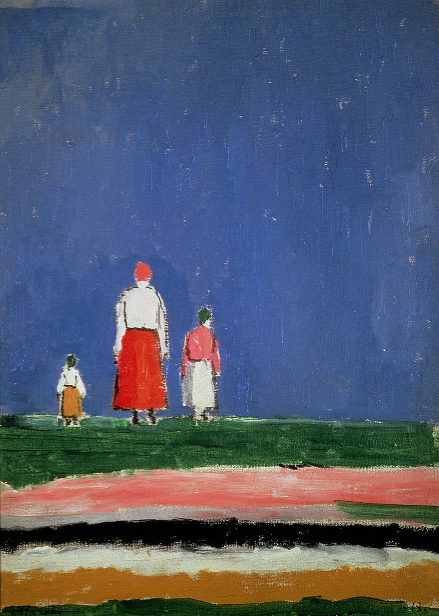 Drie Figuren, 1913-28 door Kazimir Severinovich Malevich