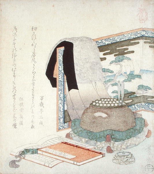 Een scherm met een bontjas, c.1825-30 door Keisai Eisen