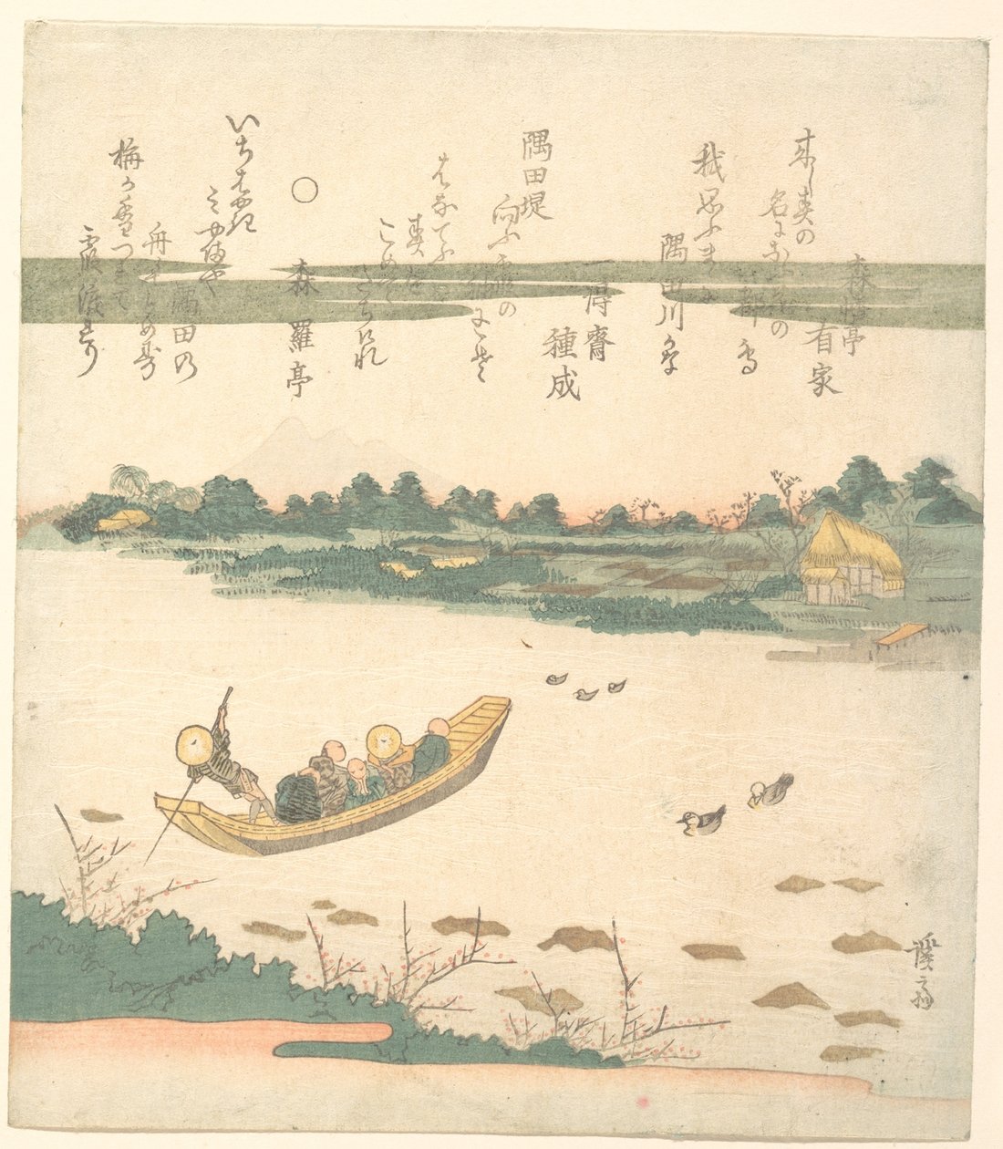 Veerboot die de Sumida-rivier oversteekt door Keisai Eisen