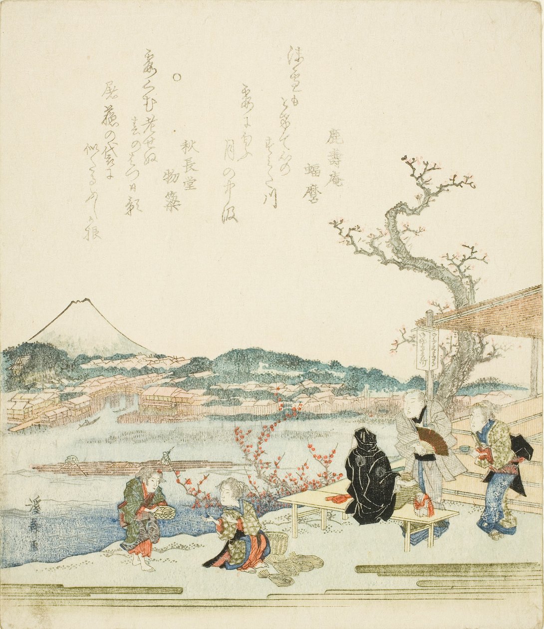 Uitzicht op de berg Fuji vanuit een theehuis door Keisai Eisen