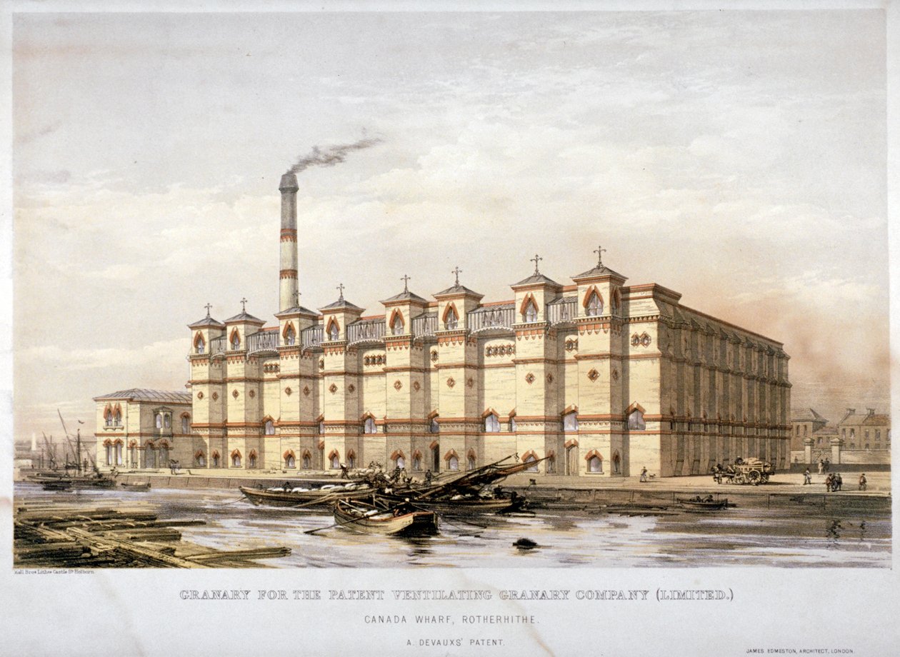 Graanschuur op Canada Wharf, Rotherhithe, Londen door Kell Brothers