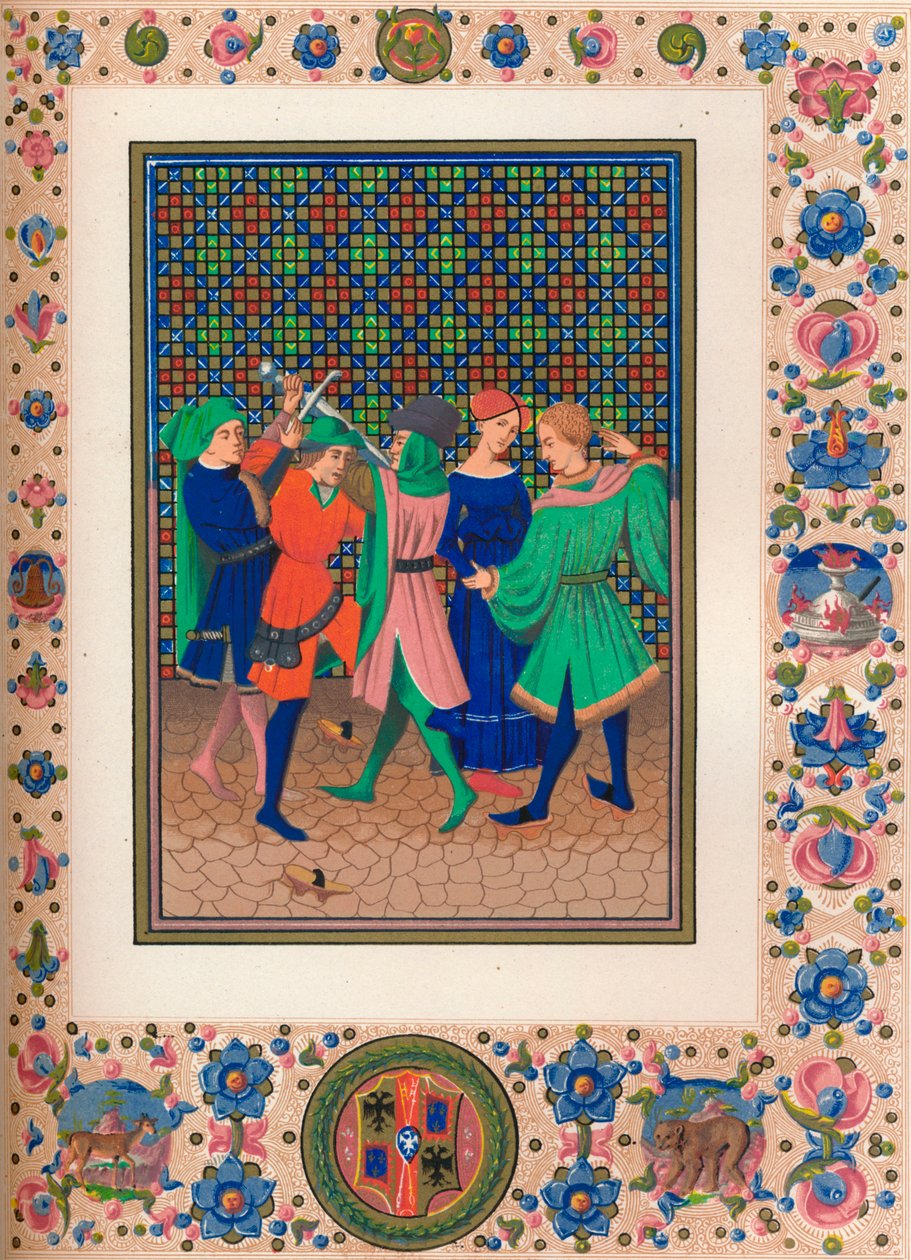 Scène uit een verlucht manuscript, 15e eeuw, 1849 door Kellerhoven