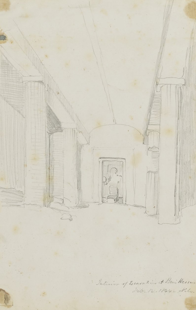 Interieur van opgravingen in Beni Hassan, Egypte door Kellogg, Miner Kilbourne