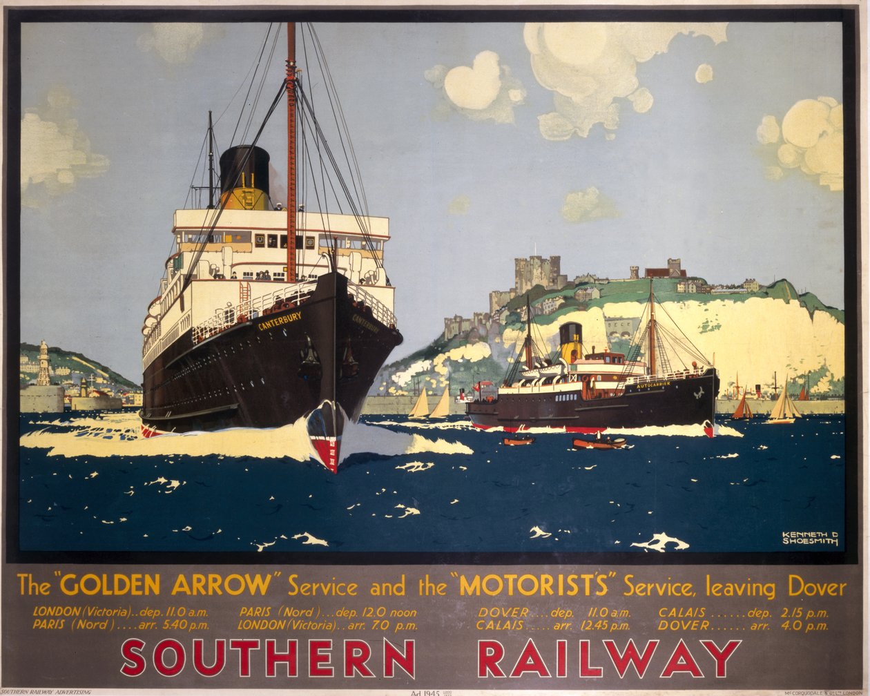 De Golden Arrow Service en de Motoristen Service Vertrekken uit Dover door Kenneth Shoesmith
