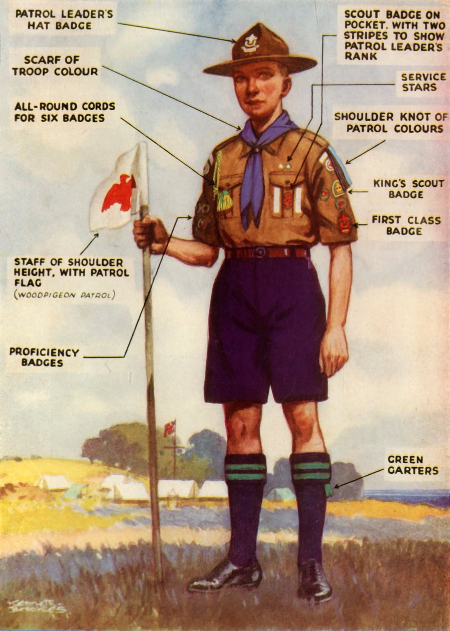 Boy Scout-uniform en badges door Kenneth Brookes
