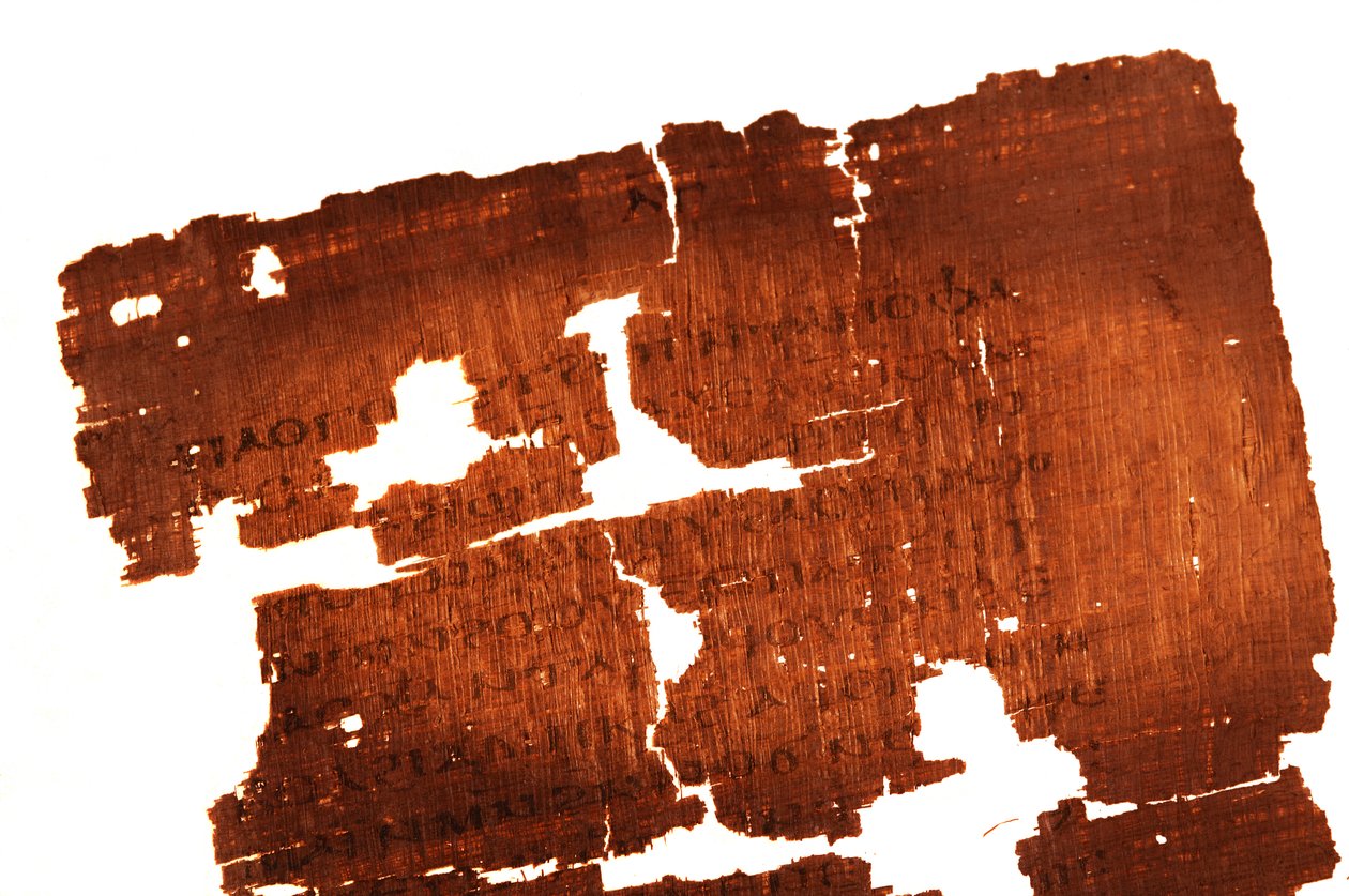 Detail van een pagina van het Evangelie van Judas leest 