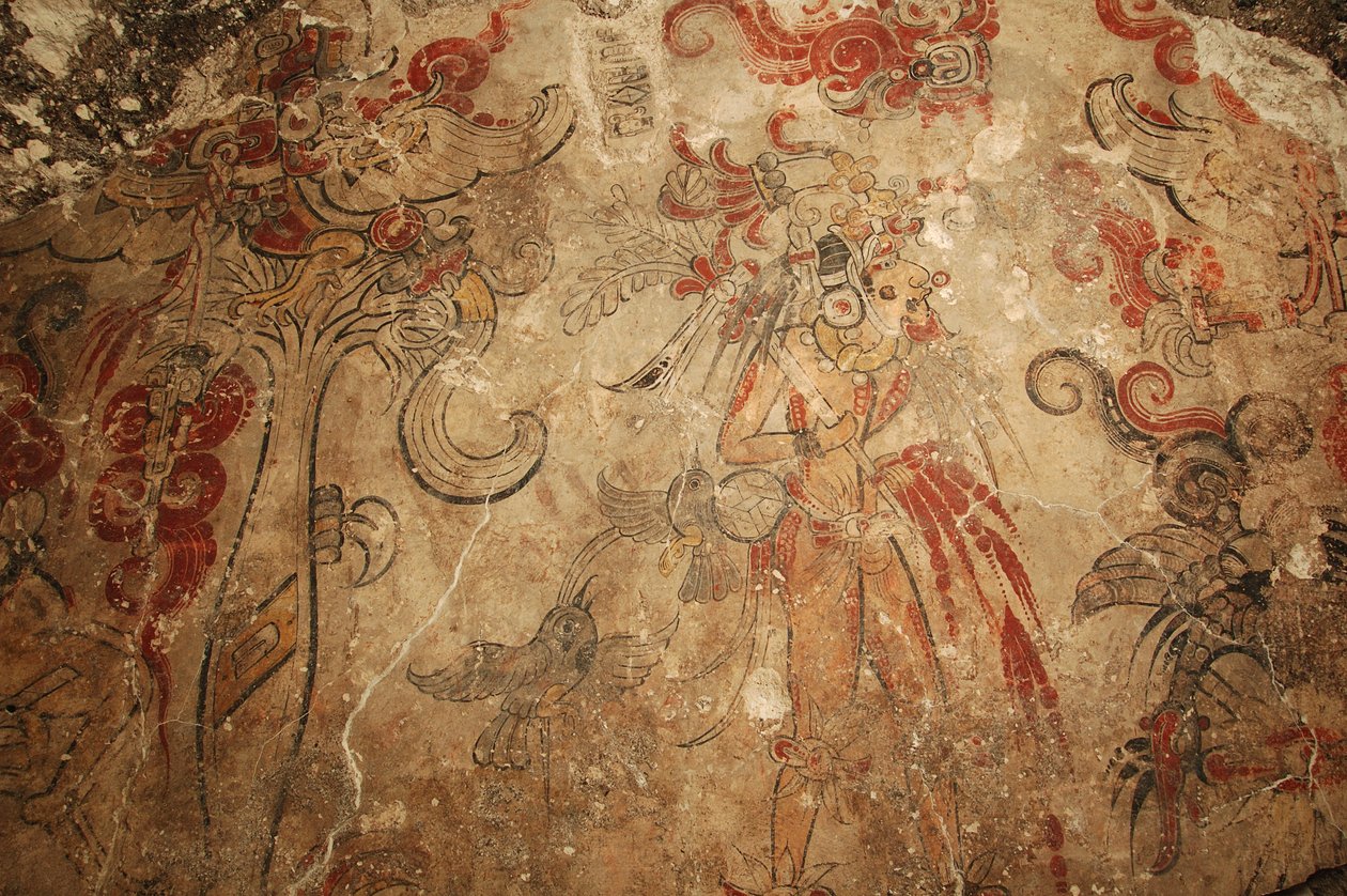 Maya; Maya Muurschilderingen; San Bartolo; Guatemala; Dr. Bill Saturno door Kenneth Garrett
