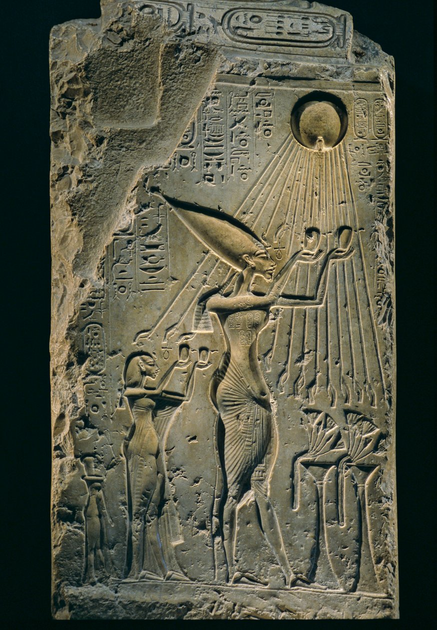 Reliëf van Achnaton onder Aten, balustrade, Amenhotep IV door Kenneth Garrett
