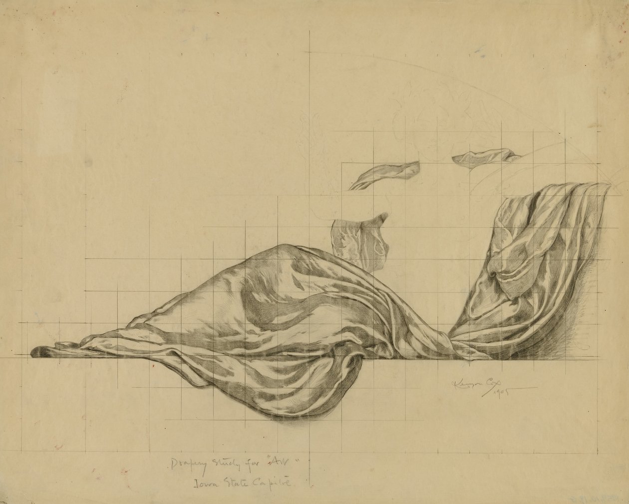(Rotunda van het Capitool van de staat Iowa) (Kunst, studie voor paneel) door Kenyon Cox