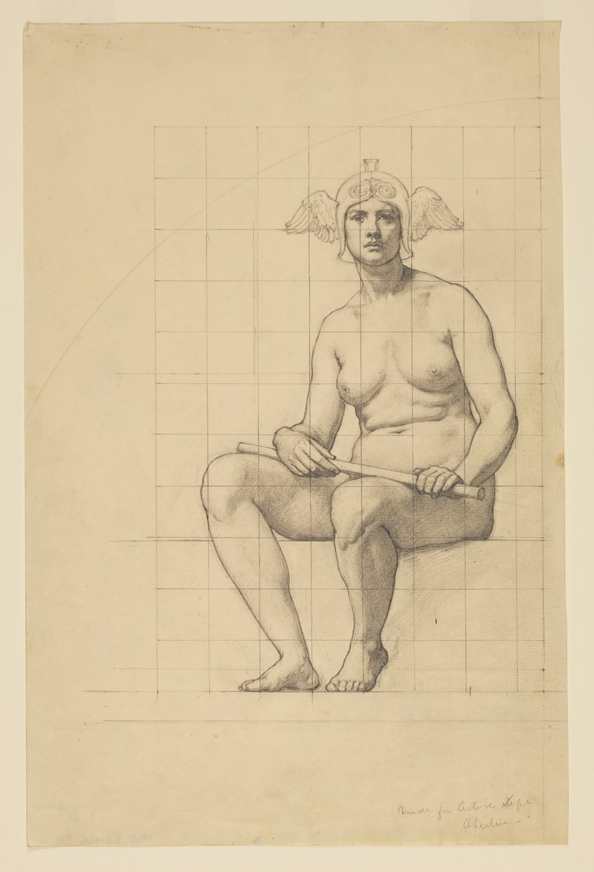 Naaktstudie voor "Het Actieve Leven," Lunet in het Administratiegebouw, Oberlin College, Oberlin, OH door Kenyon Cox