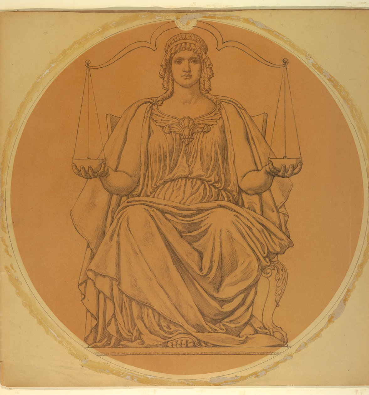 Studie voor "Gerechtigheid," Lunet in Hudson County Courthouse, Jersey City, NJ door Kenyon Cox