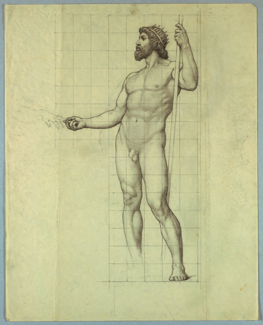 De Atlantische Oceaan, Naaktstudie voor "Het Huwelijk van de Atlantische en Stille Oceaan," Muurschildering in de Senaatskamer in het Wisconsin State Capitol, Madison, WI door Kenyon Cox