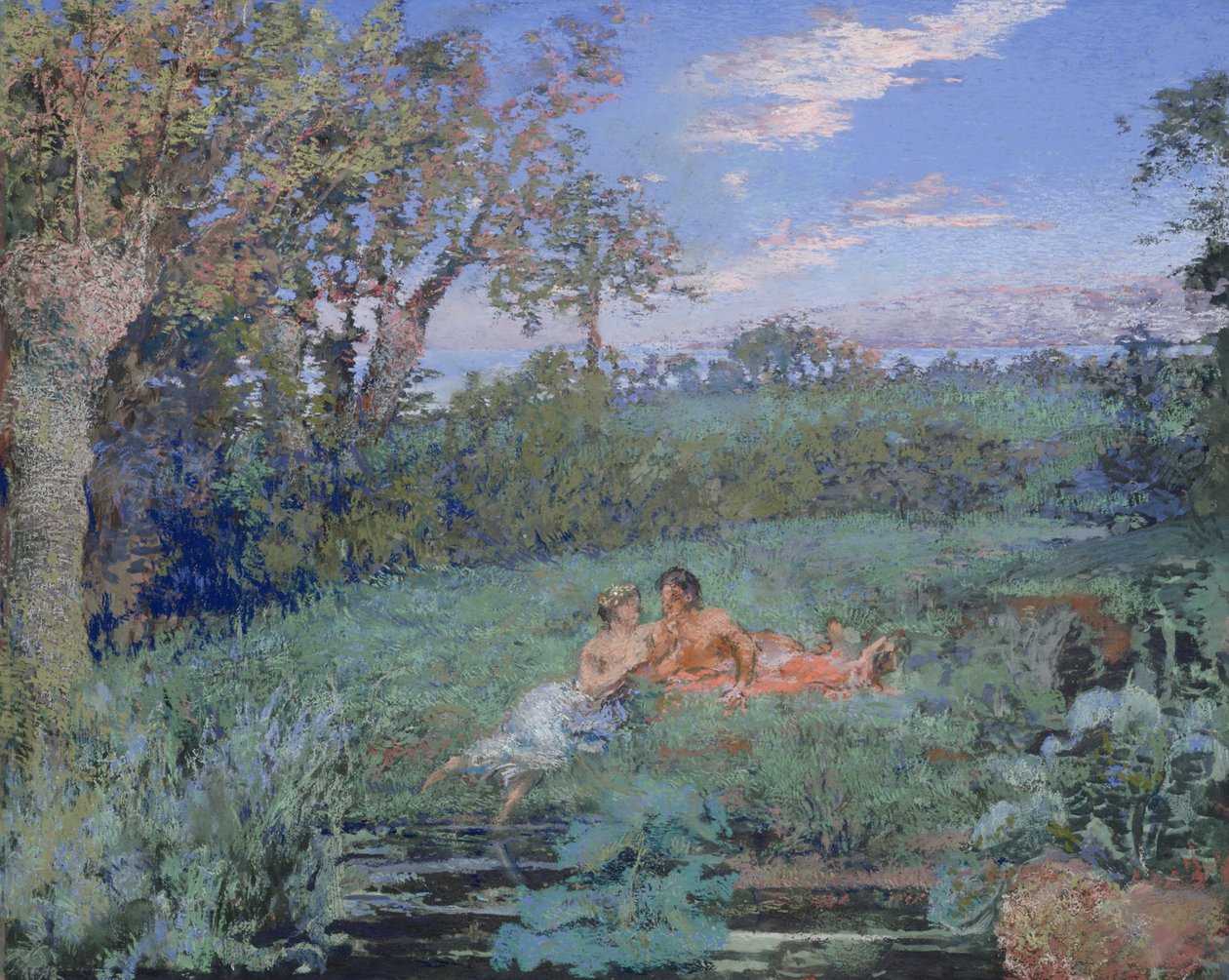 De geliefden aan de rivier, ca. 1910-20 door Ker Xavier Roussel