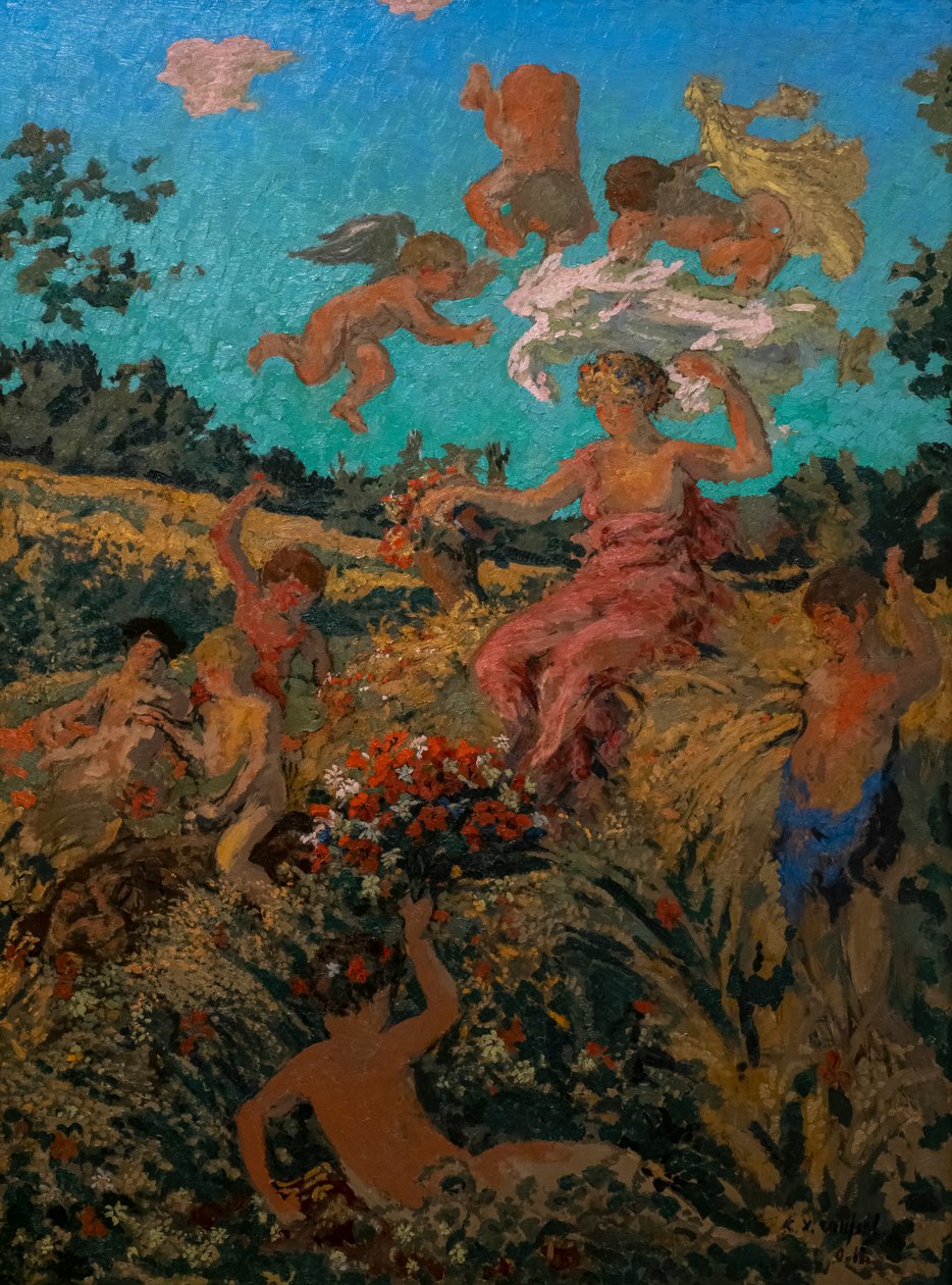 De triomf van Bacchus (Pastoraal Festival) Diptiek door Ker Xavier Roussel