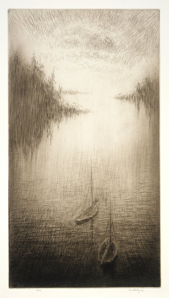 Nacht, High Island, Maine door Kerr Eby
