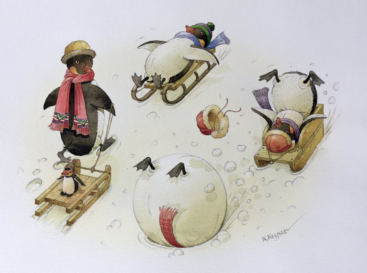 Pinguïns Sleeën, 1999 door Kestutis Kasparavicius