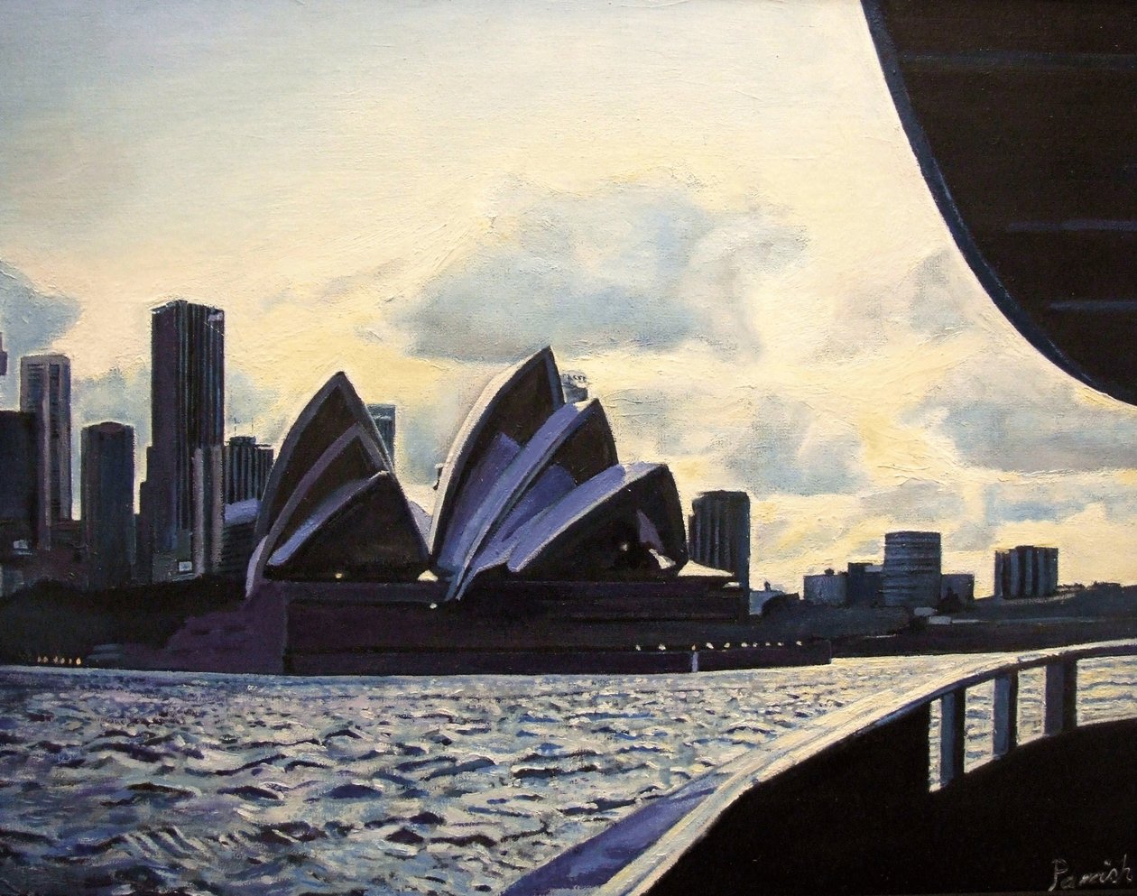 Uitzicht vanaf de Veerboot, 2008 door Kevin Guild of Railway Artist Parrish