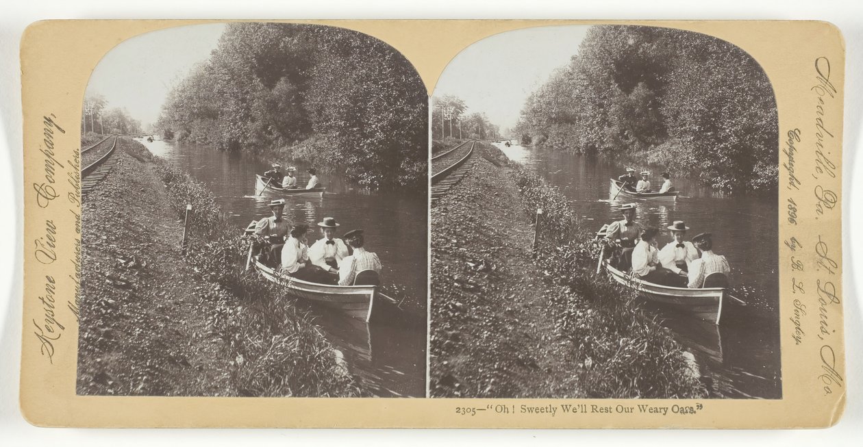 Oh! Zoet zullen we onze vermoeide roeispanen laten rusten, 1896 door Keystone View Company