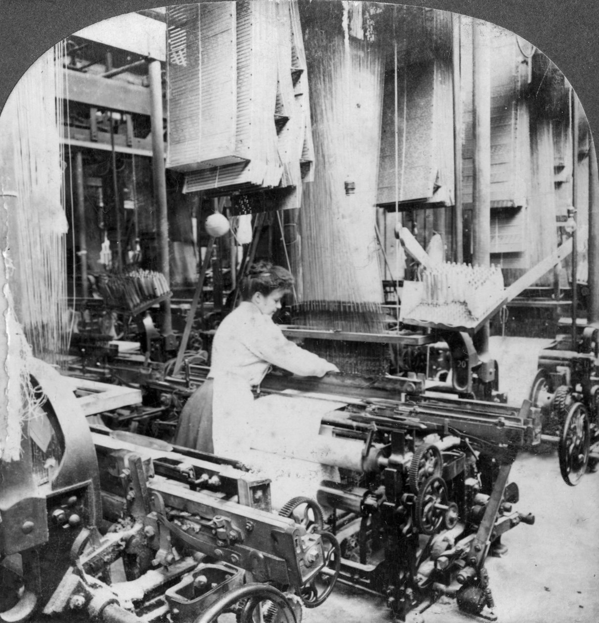 Linnen weven, Montreal, Canada, begin 20e eeuw door Keystone View Company
