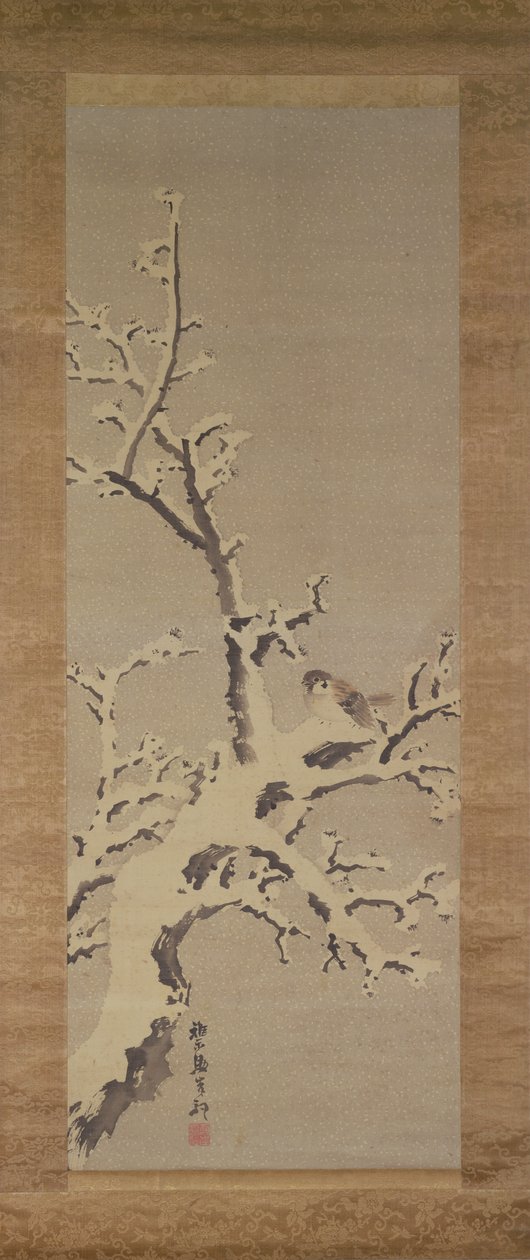 Mus op een Boom in een Sneeuwstorm, c.1800 door Kishi Ganku