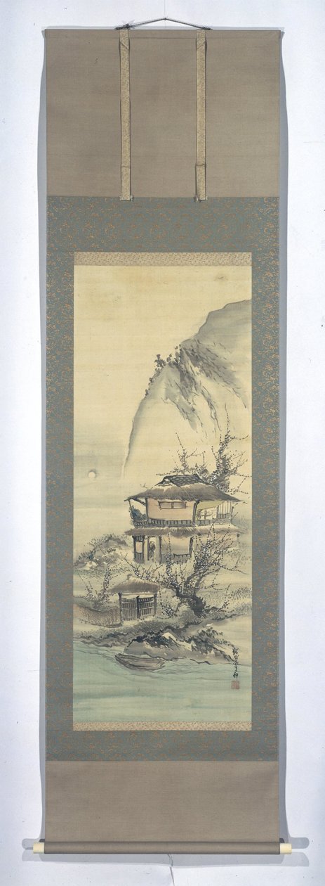 Literati in een landschap door Kishi Ganku