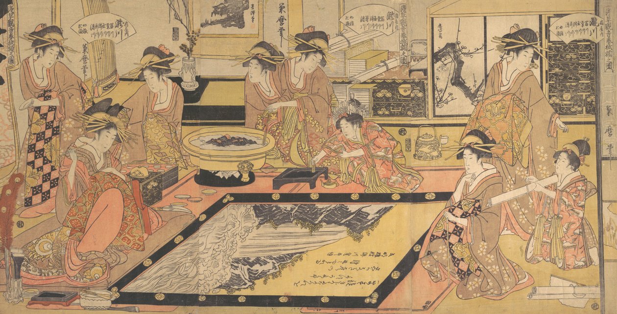 Een votiefbeeld om te doneren aan de Kannon van Asakusa..., ca. 1800 door Kitagawa Kikumaro