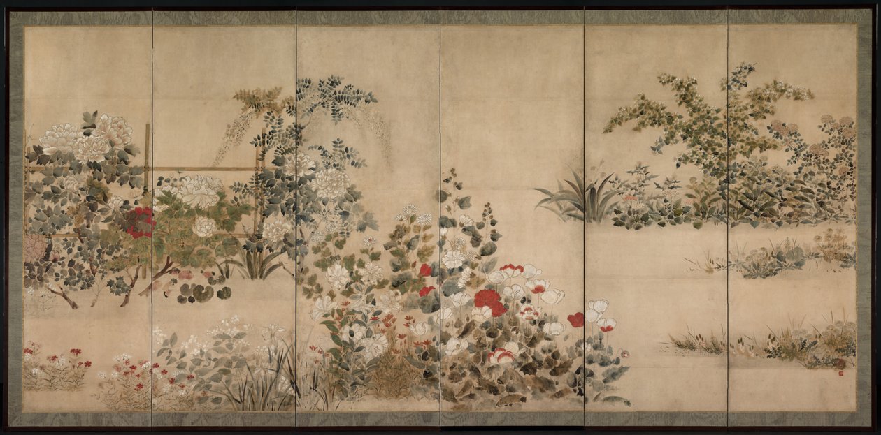 Bloemen en grassen door Kitagawa Sosetsu