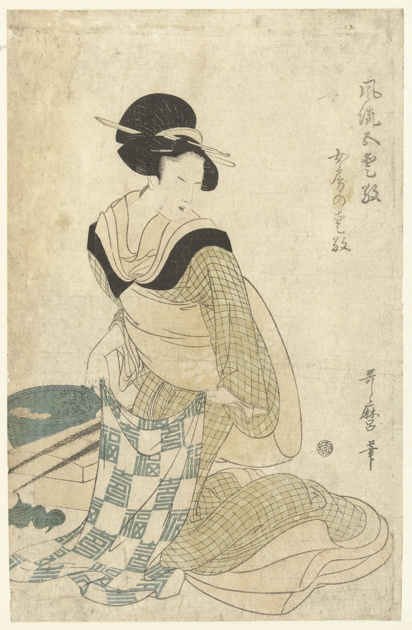 Huishoudelijke charme door Kitagawa Utamaro (attributed to)