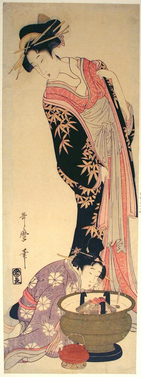 Een courtisane en haar bediende door Kitagawa Utamaro