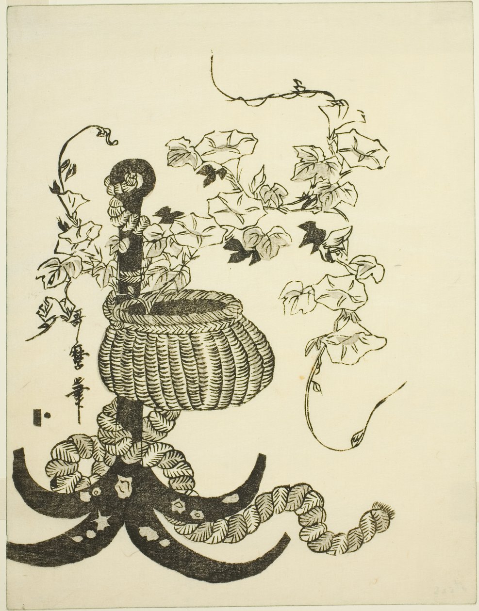 Een arrangement van ochtendglorieën (Asagao) door Kitagawa Utamaro