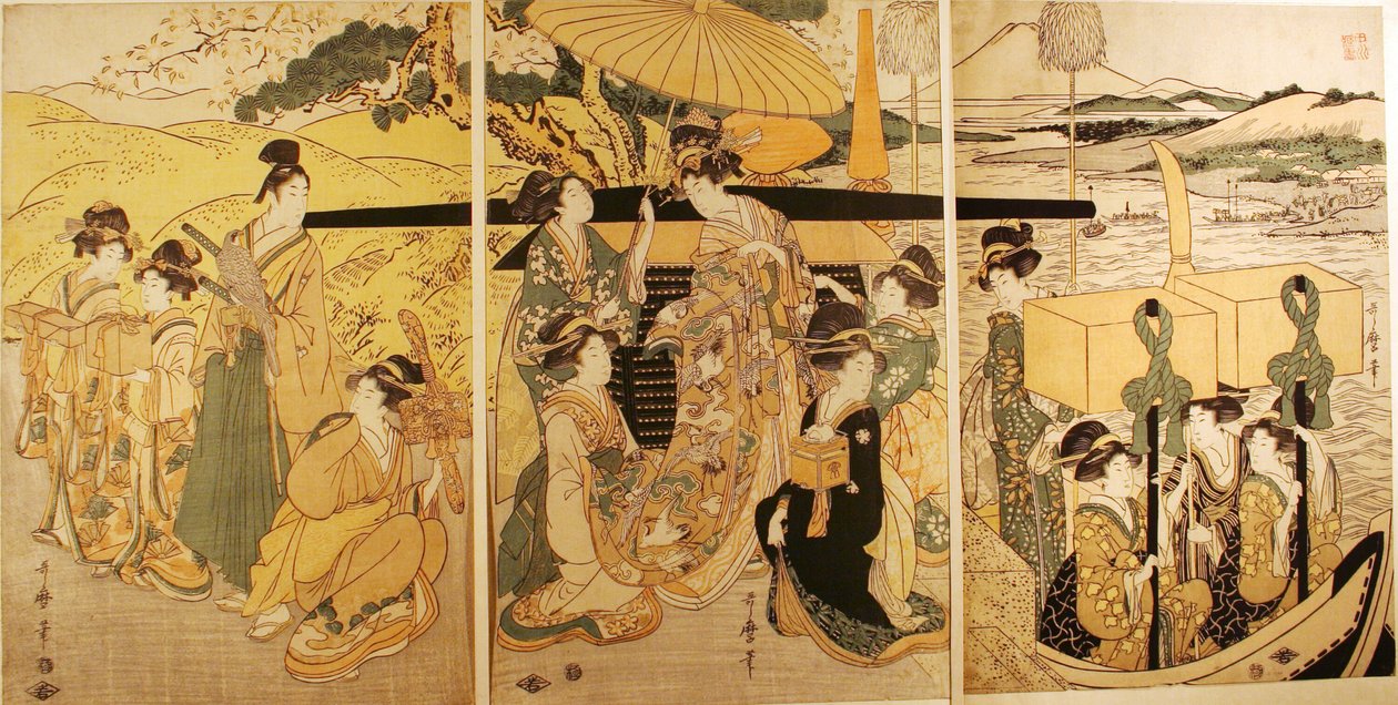 Bij de veerbootlanding door Kitagawa Utamaro