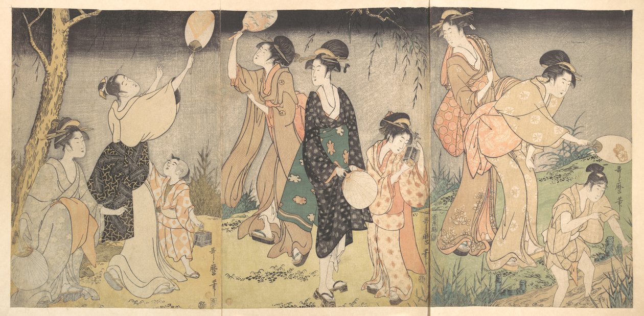 Vuurvliegjes vangen (Hotaru gari) door Kitagawa Utamaro