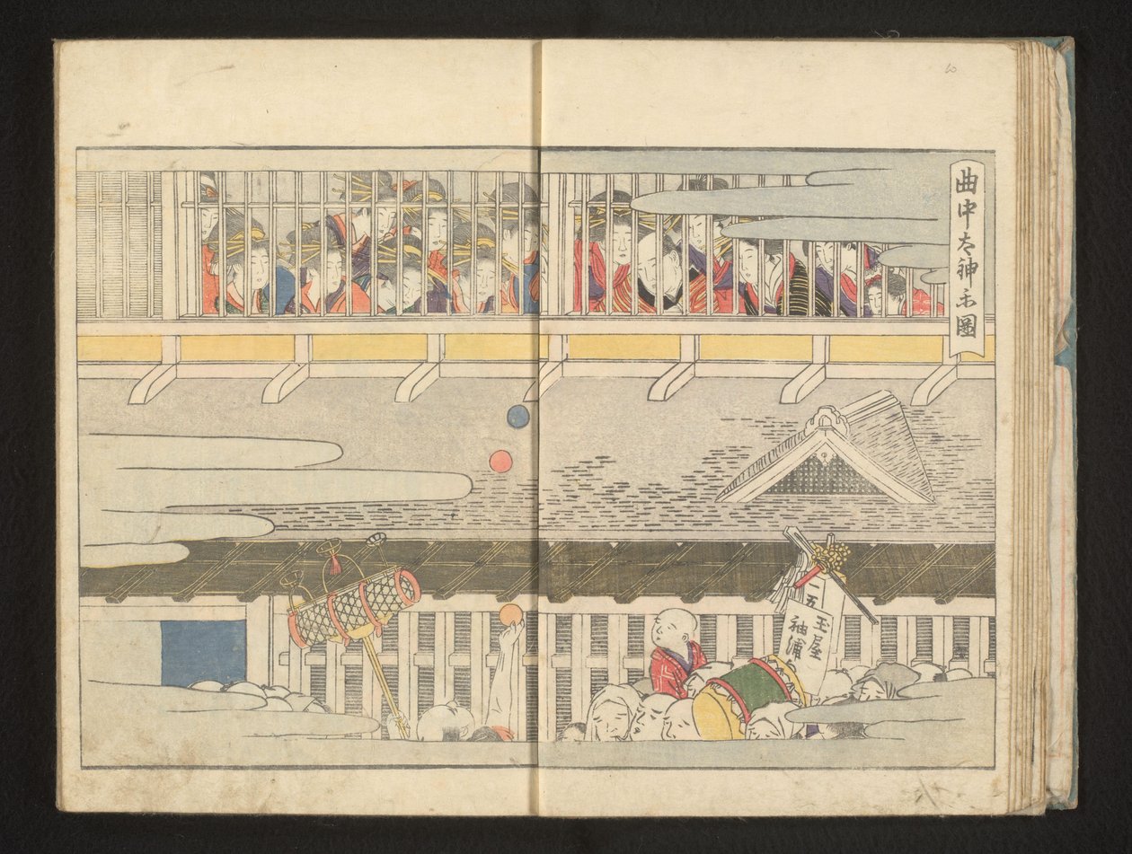 De tweede verdieping van een bordeel door Kitagawa Utamaro