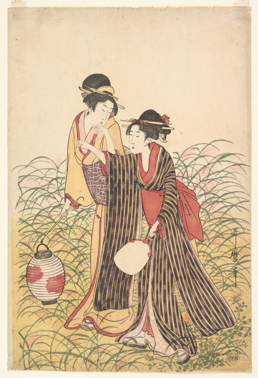 Elopende geliefden in Musashino door Kitagawa Utamaro