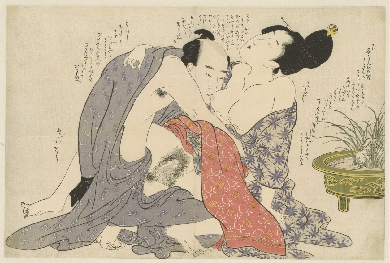 Geheime affaire van een getrouwde man en een getrouwde vrouw door Kitagawa Utamaro