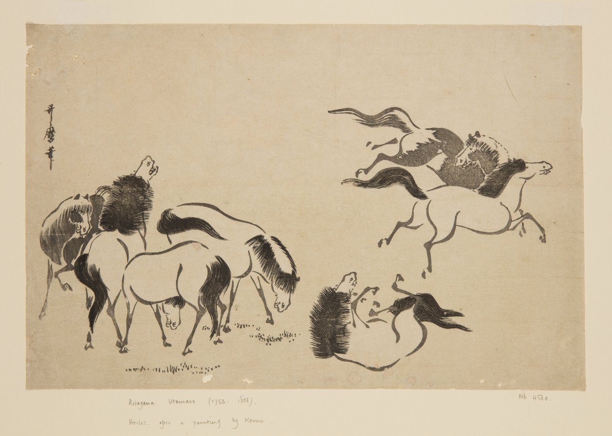 Paarden door Kitagawa Utamaro