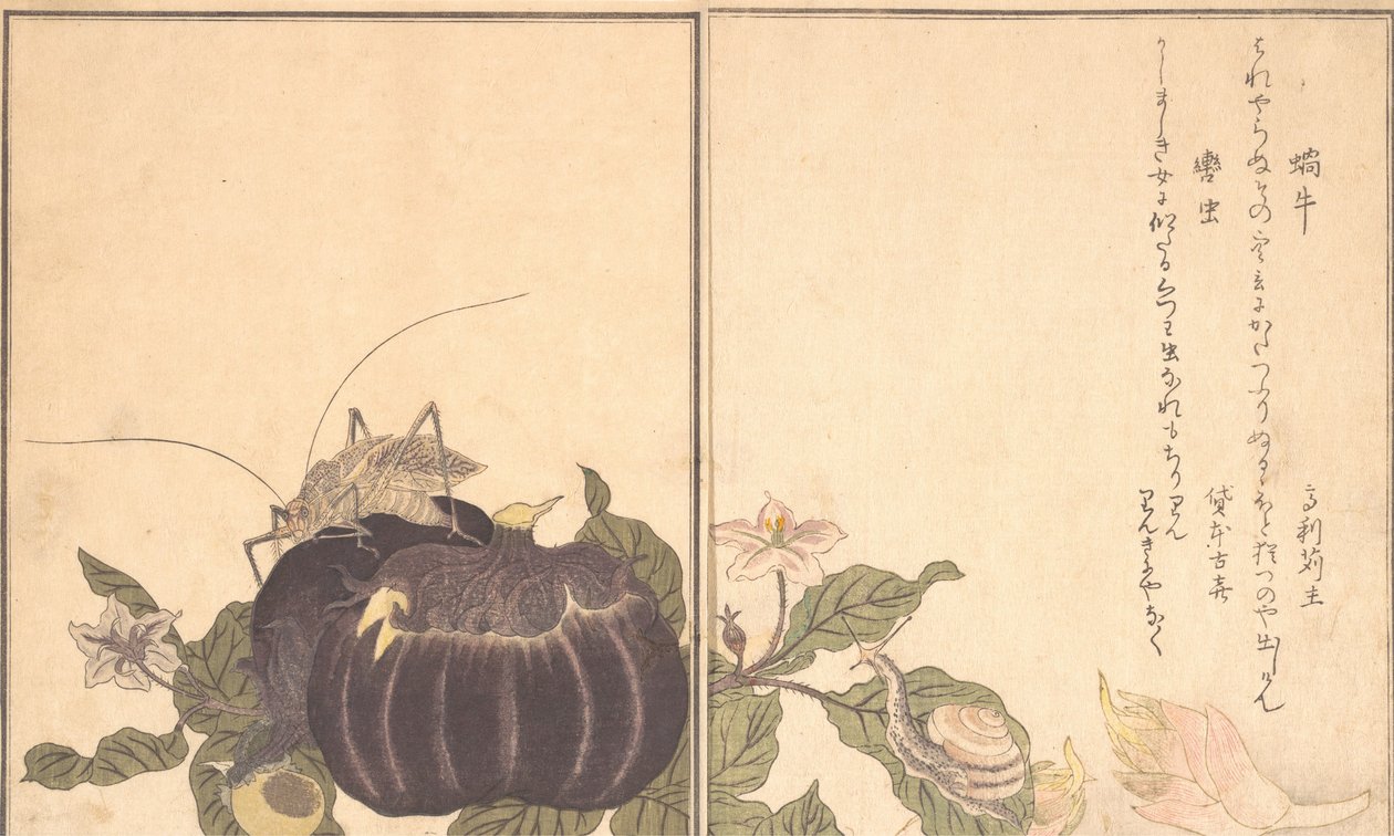 Landslak Katatsumuri, Reuzenkrekels Kutsuwamushi door Kitagawa Utamaro