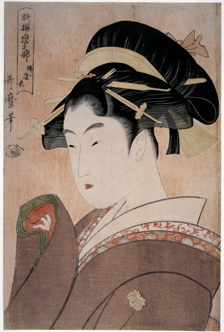 Liefde die zelden ontmoet, uit de serie Anthologie van Gedichten: Het Liefdesgedeelte door Kitagawa Utamaro