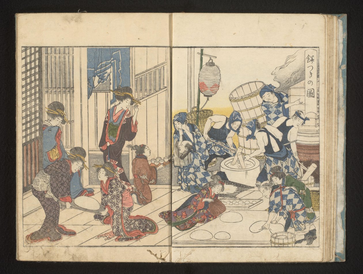 Mochi maken door Kitagawa Utamaro