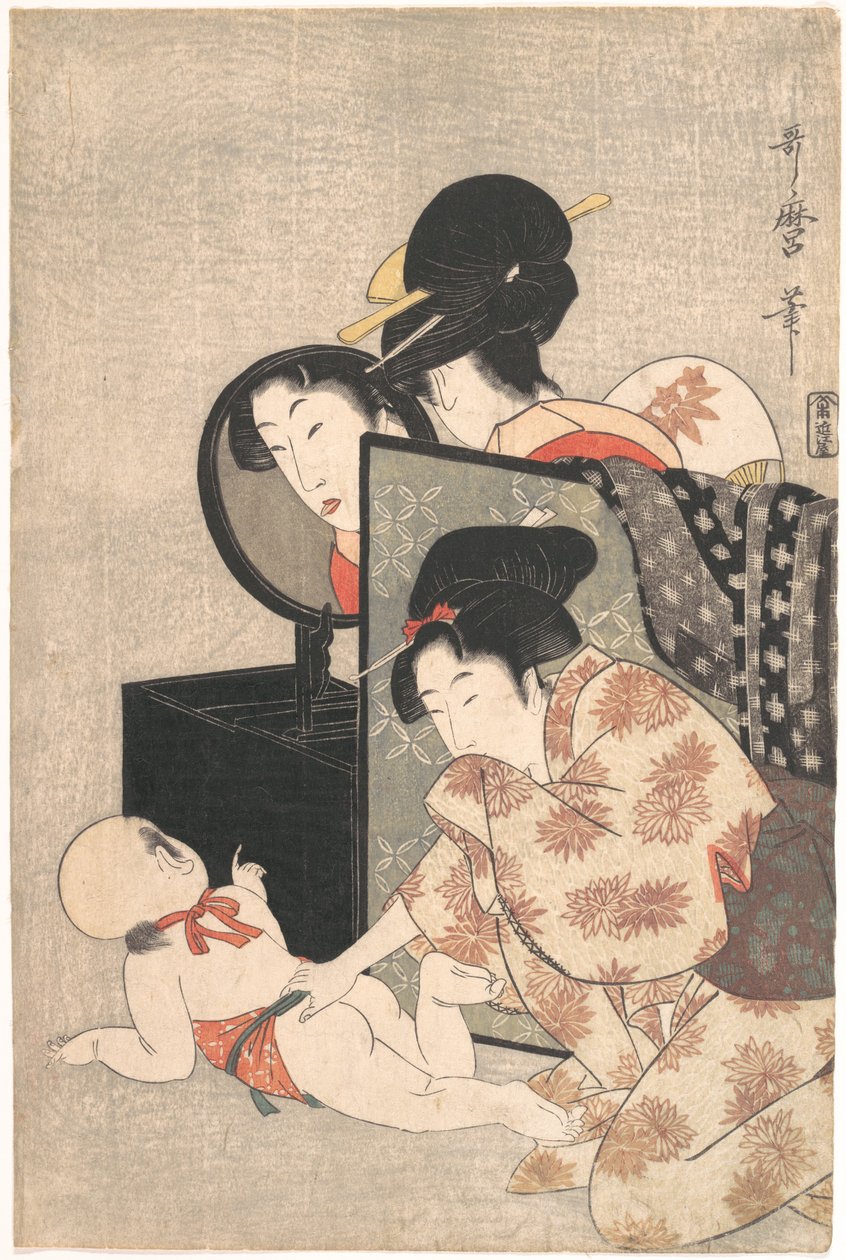 Moeder en kind door Kitagawa Utamaro