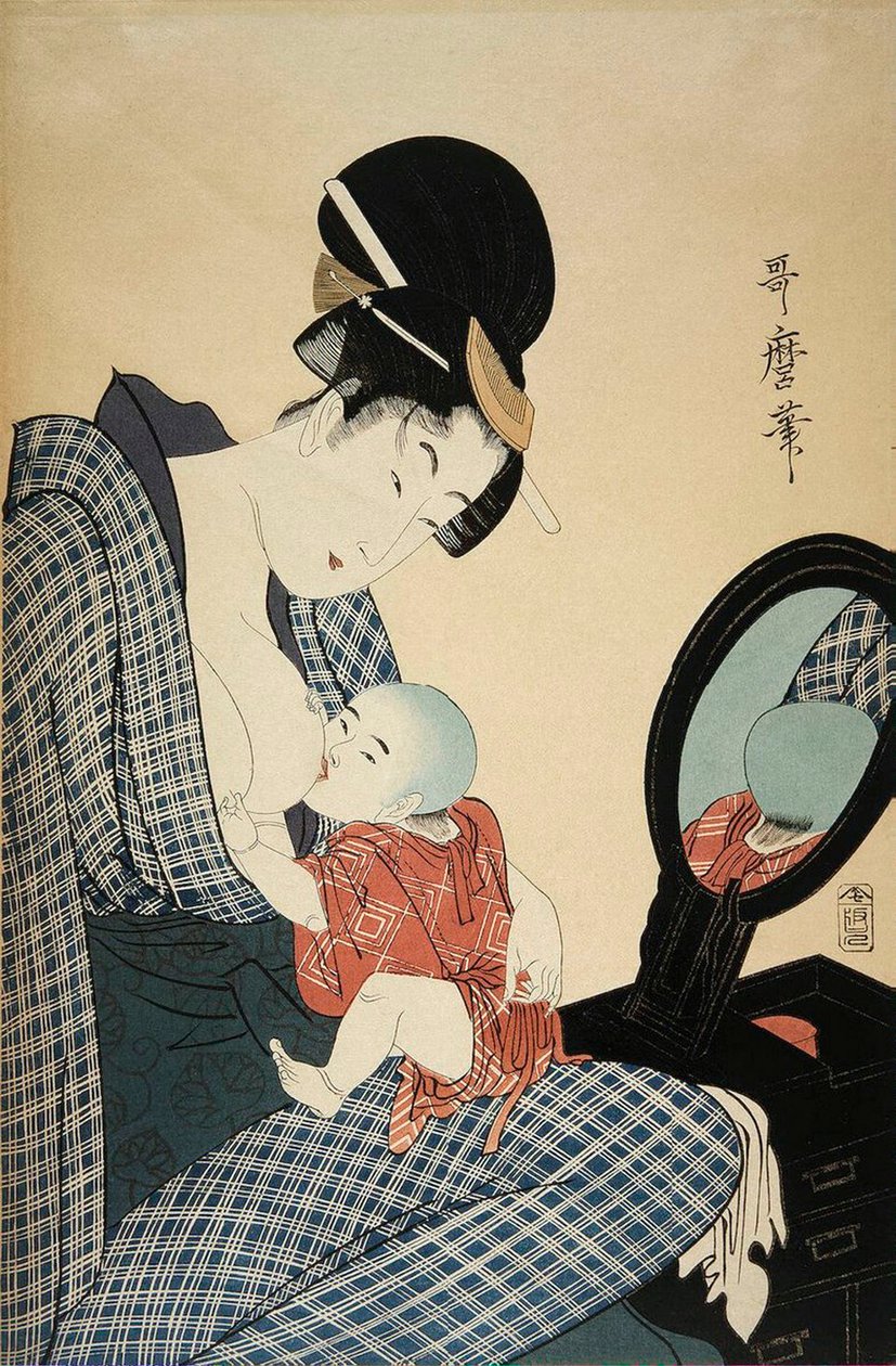 Moeder en kind door Kitagawa Utamaro