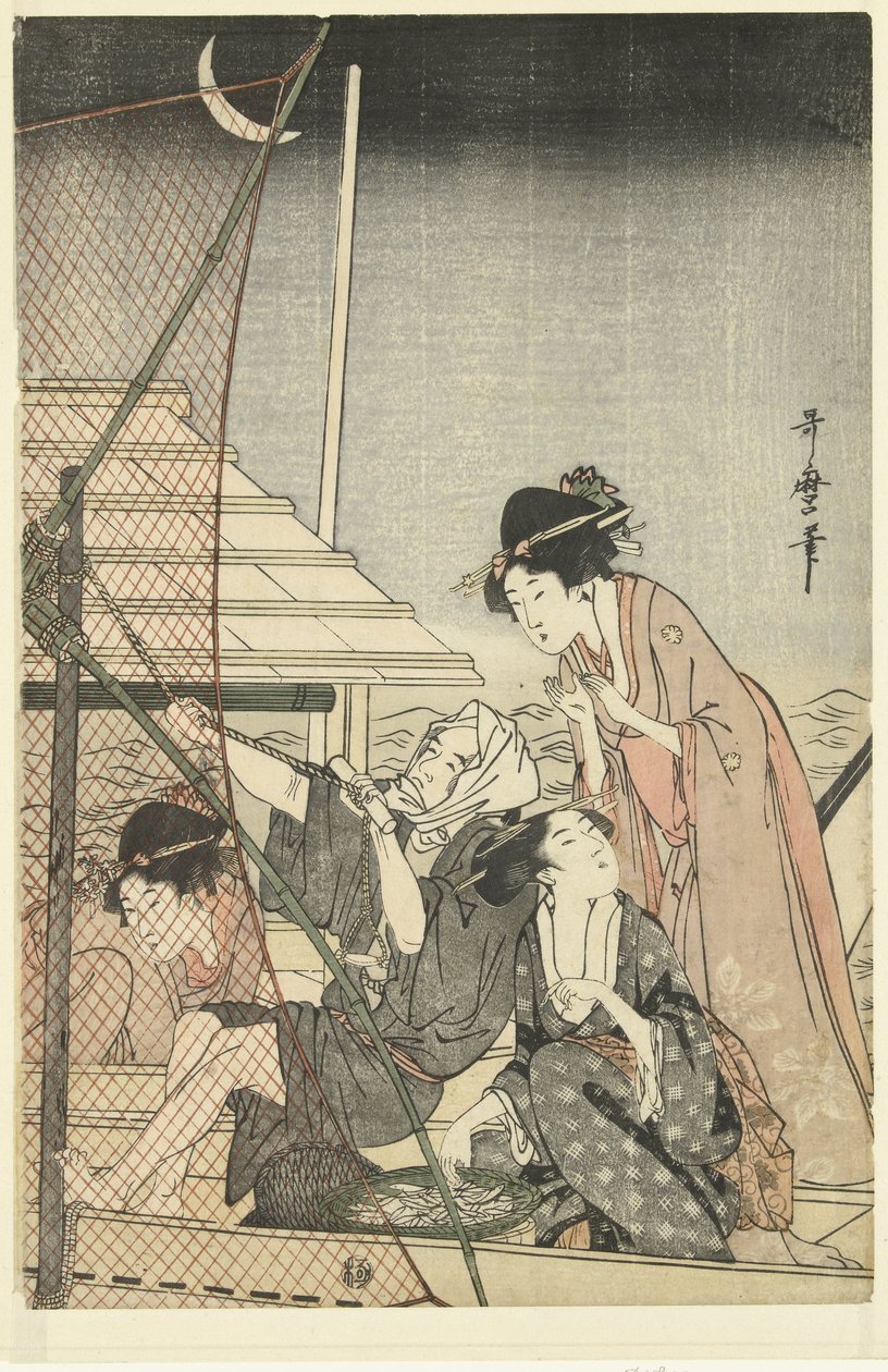 Nachtelijke visvangst door Kitagawa Utamaro