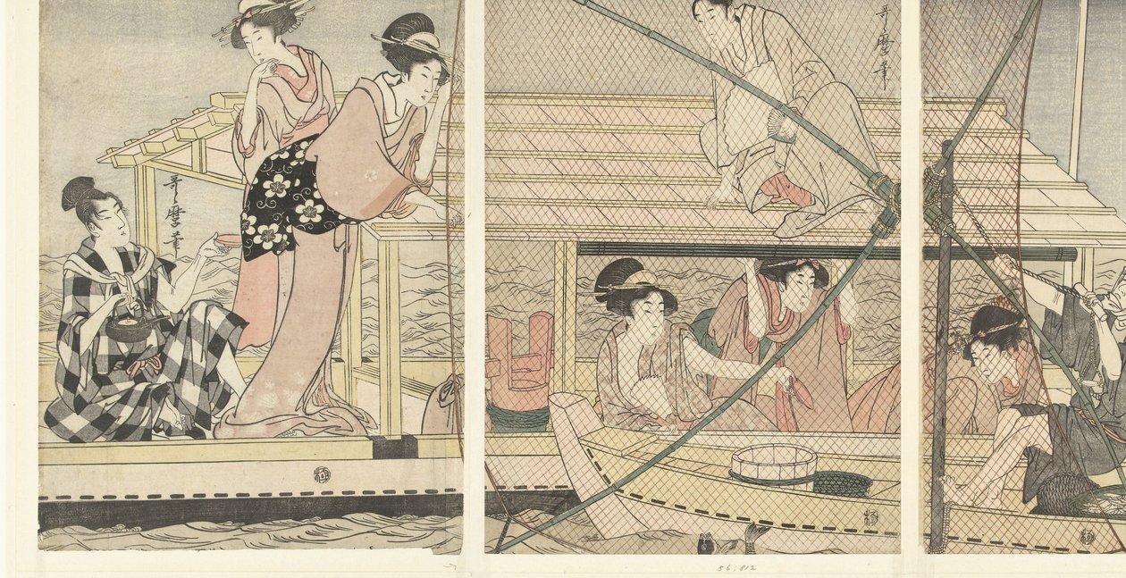 Nachtelijke visvangst door Kitagawa Utamaro