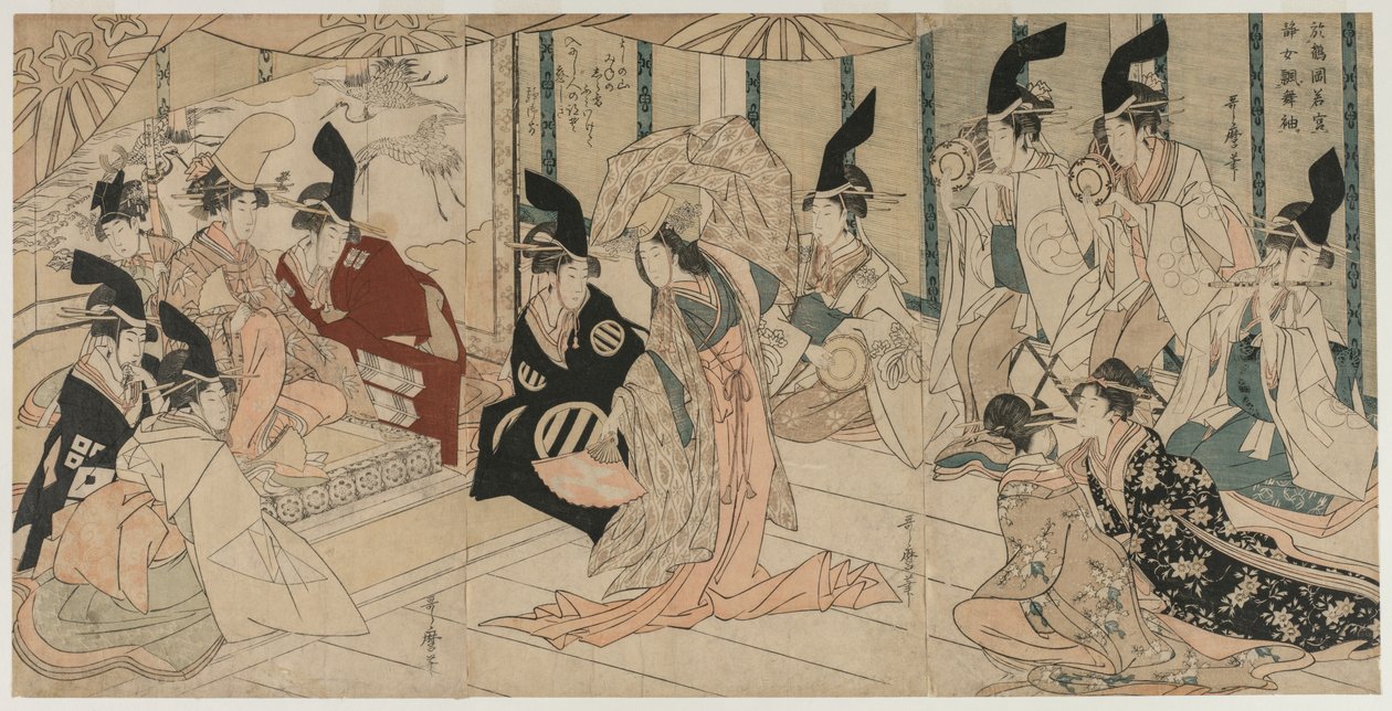Scène aangepast uit het toneelstuk De Schatkamer van Loyale Retainers Chushingura, eind 1790s door Kitagawa Utamaro