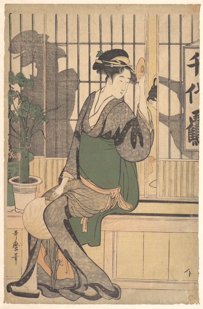 Schaduwen op de shoji door Kitagawa Utamaro