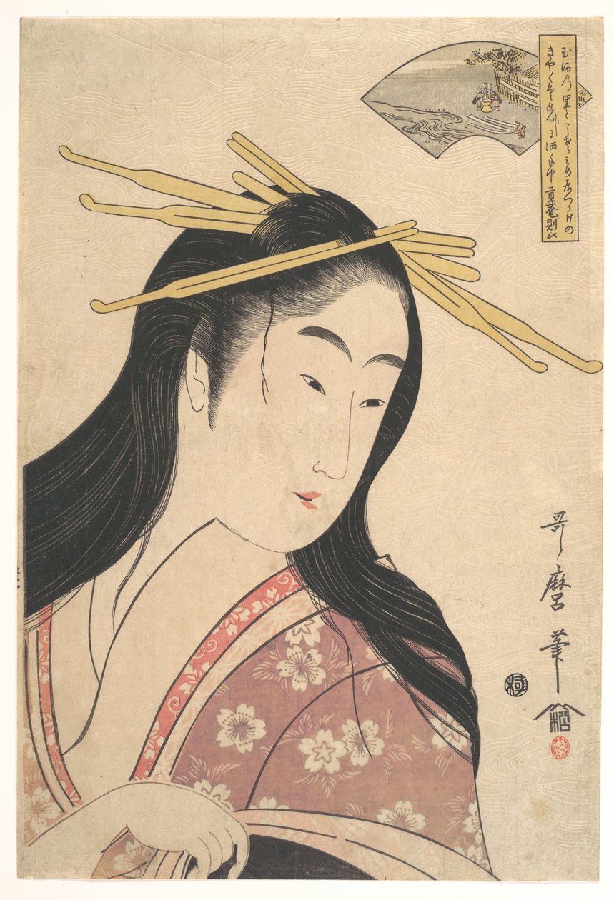 Tetsukuri no Tamagawa, uit de serie „Zes Tama-rivieren” (Mu Tamagawa) door Kitagawa Utamaro